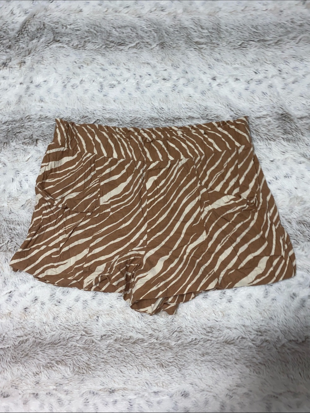 a new day Brown and Cream Zebra-Print Athletic Shorts